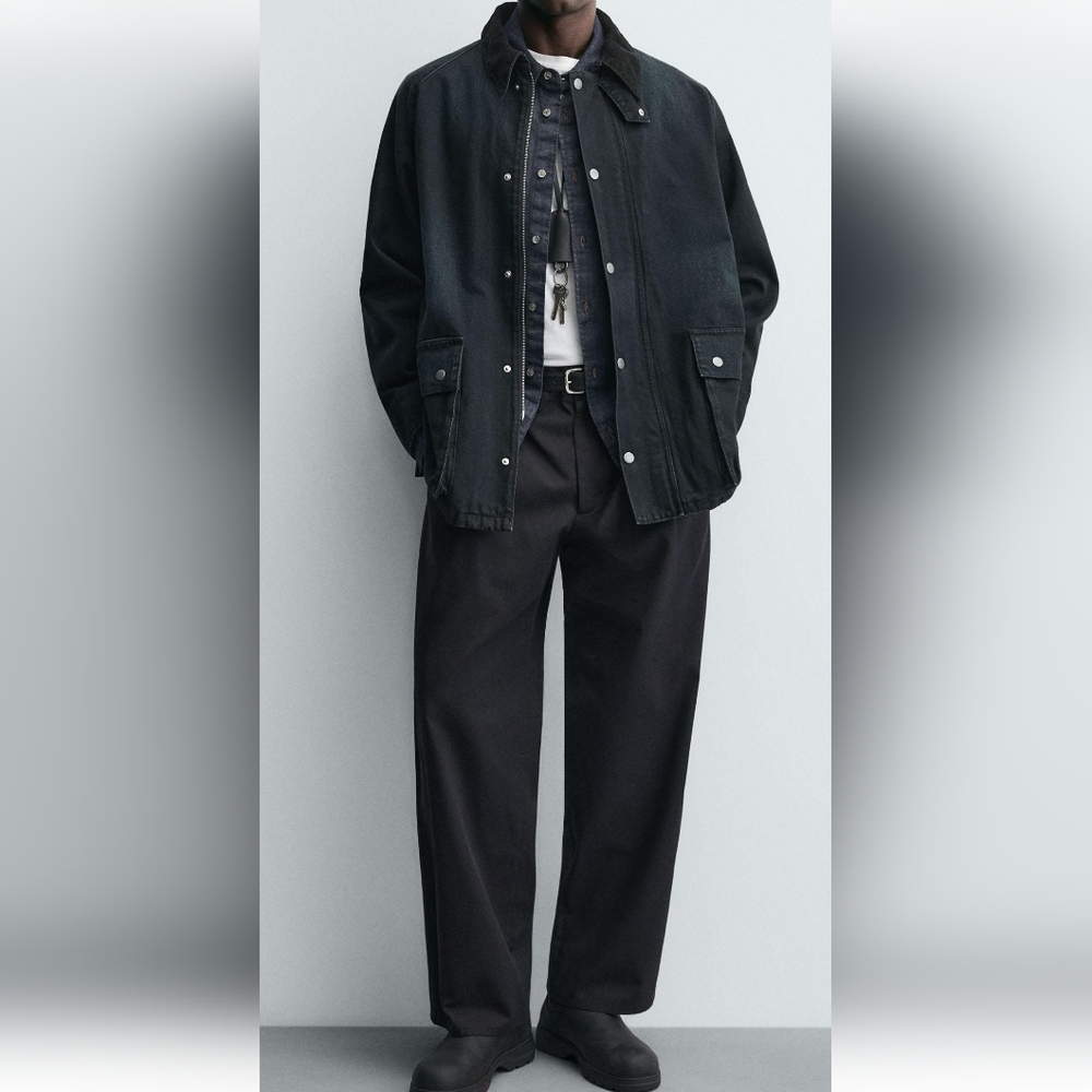 Contrasting Collar Denim Zara Jacket
